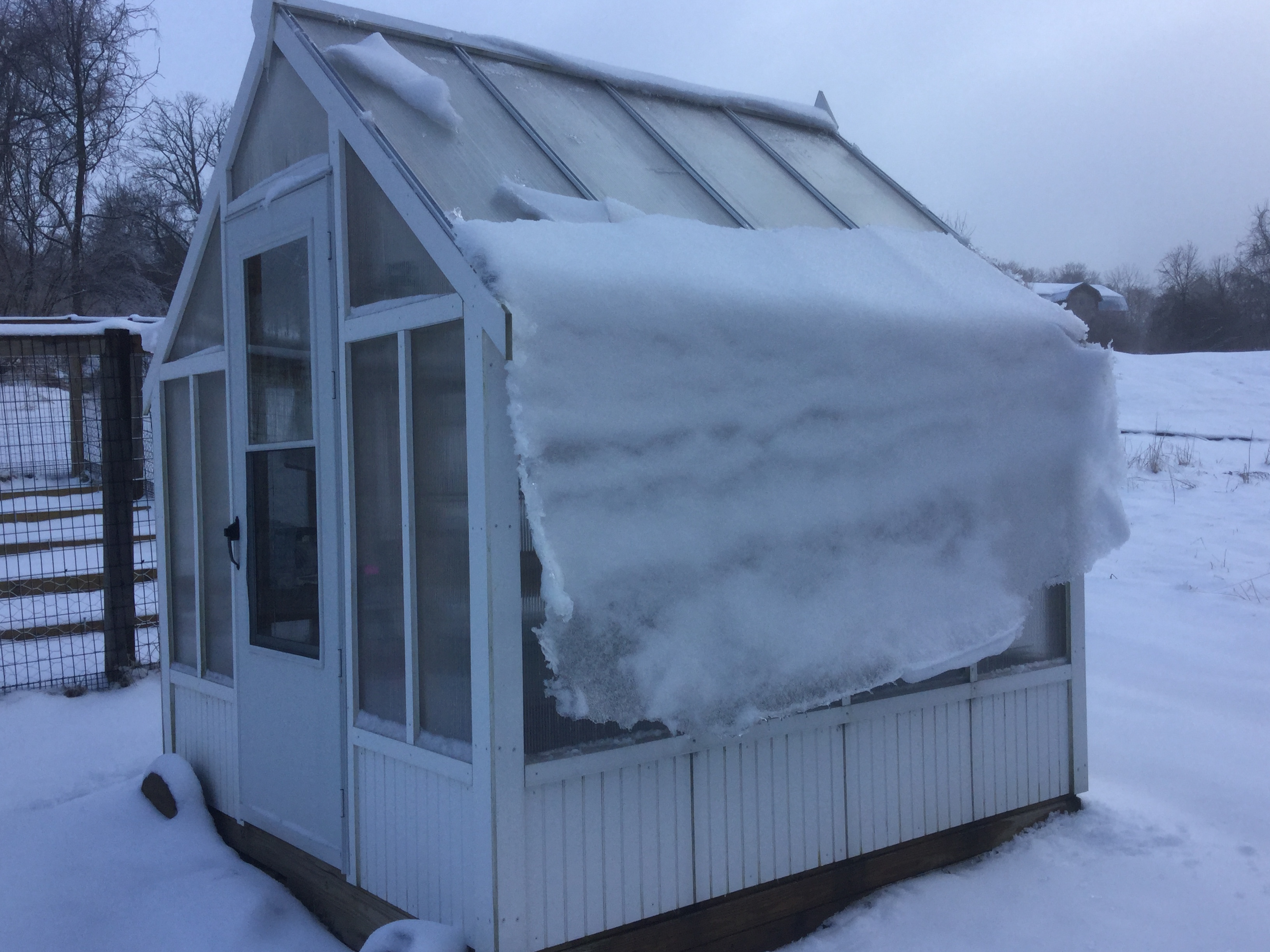 Greenhouse with snow